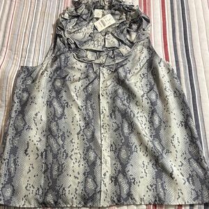 J. Crew Gray Snakeskin Ruffle Blouse